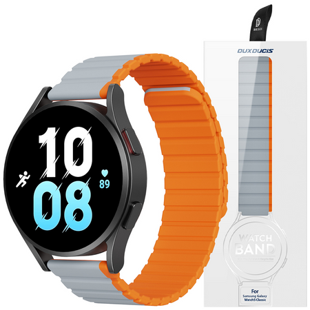 Uniwersalny magnetyczny pasek Samsung Galaxy Watch 3 45mm / S3 / Huawei Watch Ultimate / GT3 SE 46mm Dux Ducis Strap (22mm LD Version) - szaro-pomarańczowy