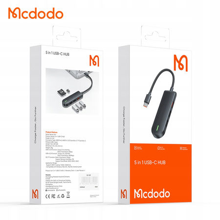 MCDODO PRZEJŚCIÓWKA ADAPTER HUB USB-C ROZDZIELACZ ROZGAŁĘŹNIK 3X USB SD/TF