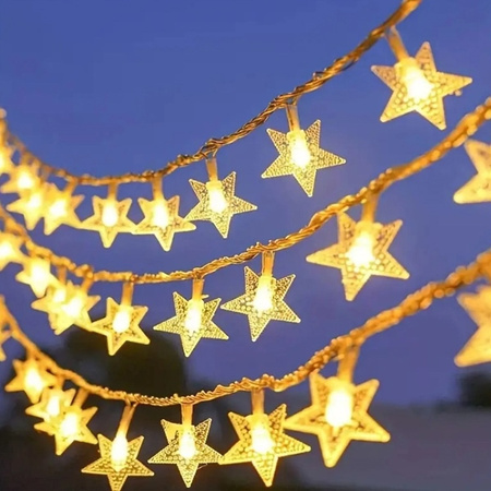BELINE LAMPKI CHOINKOWE LED SNOWFLAKE STAR 10M 80 LAMPEK CIEPŁE BIAŁE