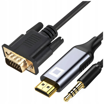 CO2 KABEL VGA - HDMI PRZEJŚCIÓWKA KONWERTER ADAPTER AUDIO FULL HD 60HZ 2M