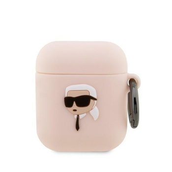 Etui Karl Lagerfeld KLA2RUNIKP na AirPods 1/2 - różowe Silicone Karl Head 3D