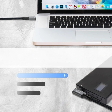 Kabel kątowy Wozinsky WPS2-UY41S USB-C USB4 40Gb/s 240W 2m - czarny