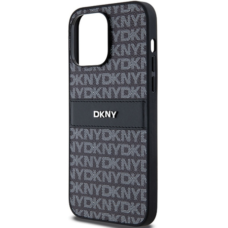 DKNY POKROWIEC HARDCASE DO IPHONE 14 PRO SKÓRA Z METALOWYM LOGO MONO STRIPE