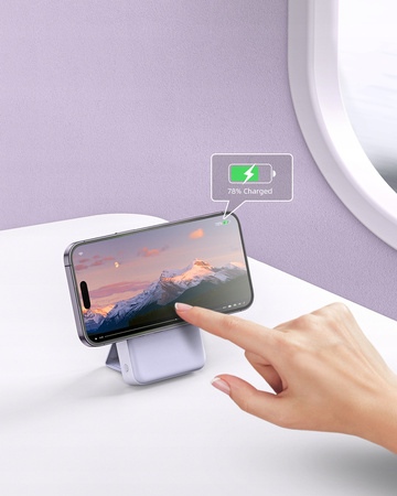 INNOSTYLE POWERMAG 2W1 SZYBKI POWERBANK INDUKCYJNY DO MAGSAFE 10000MAH STOJAK FIOLETOWY