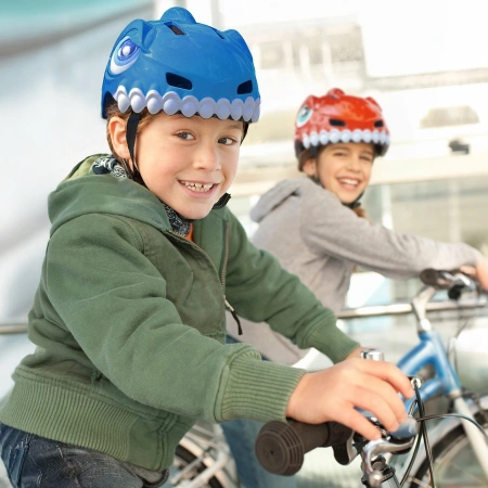 Kask rowerowy dziecięcy Wozinsky  motyw dinozaur 52-56 cm - niebieski