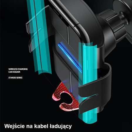 USAMS UCHWYT INDUKCYJNY DO KRATKI WENTYLACYJNEJ 10W SAMSUNG IPHONE ZŁOTY
