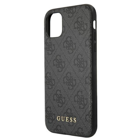 GUESS ETUI HARD CASE DO IPHONE 11 6,1 Xr 4G METAL GOLD LOGO Z LOGO SZARY