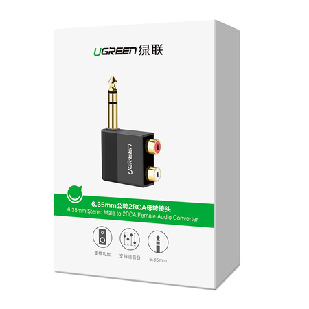 Ugreen adapter audio jack 6.35mm męski do 2xRCA żeński czarny (AV147)