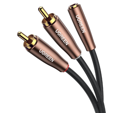 Ugreen kabel przewód audio 3,5 mm mini jack (żeński) - 2RCA (męski) 2m brązowy (AV198 50131)