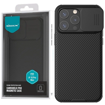 Pancerne etui Nillkin CamShield Pro Magnetic Case do iPhone 15 Pro z osłoną na aparat - czarne