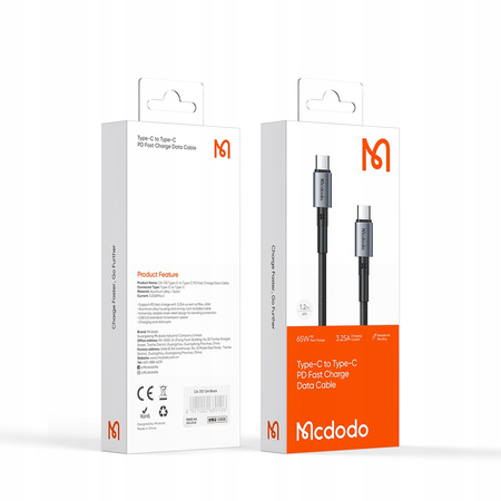 MCDODO KABEL USB-C SZYBKIE ŁADOWANIE DO SAMSUNG APPLE USB TYP C 3A 65W 1M