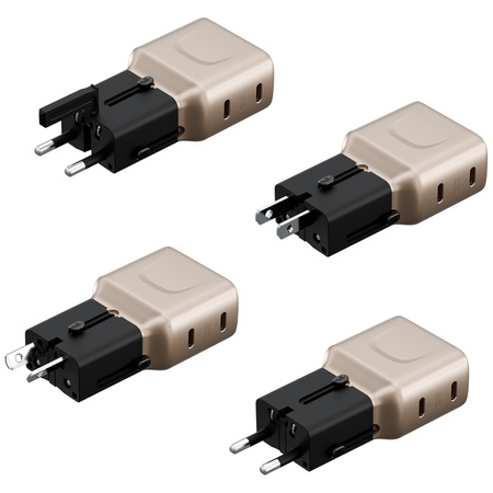 Ładowarka sieciowa Energea TravelGo      Adapter 45 2xUSB-C 45W złoto-czarna