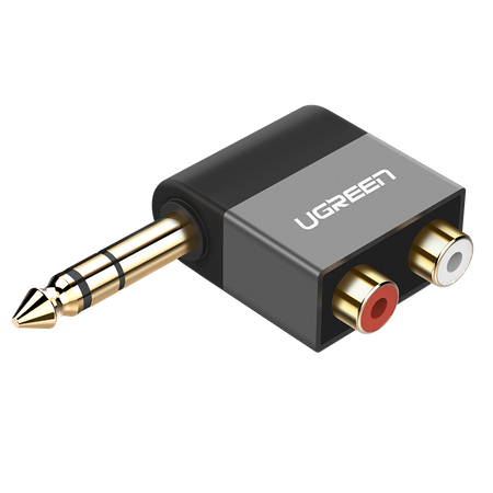 Ugreen adapter audio jack 6.35mm męski do 2xRCA żeński czarny (AV147)