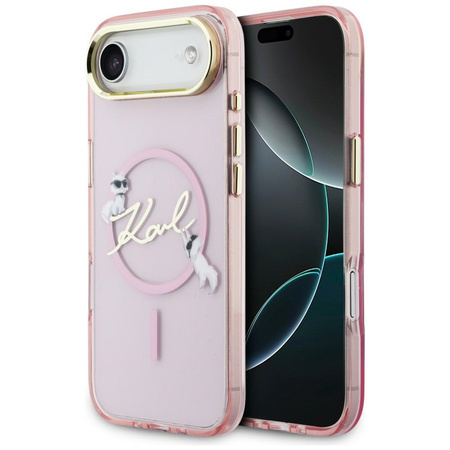 Etui Karl Lagerfeld IML Choupettes Karl Script Logo MagSafe do iPhone Air różowy