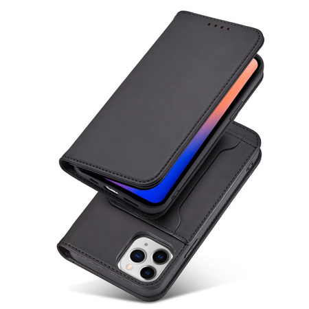 Magnet Card Case etui do iPhone 12 Pro pokrowiec portfel na karty kartę podstawka czarny