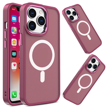 Magnetyczne etui z MagSafe Color Matte Case do iPhone 15 Plus - burgundowe