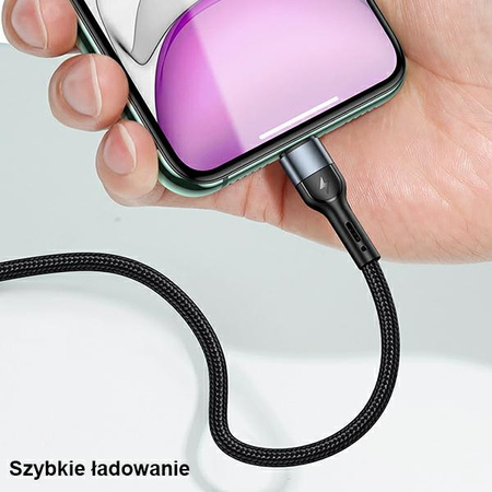 USAMS KABEL DO LIGHTNING 1M DO IPHONE 2A PLECIONY Z LED Z SZYBKIM