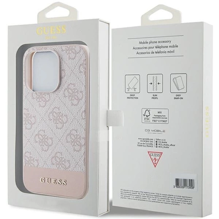 Etui Guess 4G Stripe Collection na iPhone 15 Pro - różowe