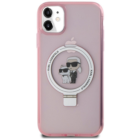 KARL LAGERFELD ETUI HARDCASE DO IPHONE 11 Xr 6.1 RÓŻOWY RING STAND