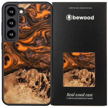 Etui z drewna i żywicy na Samsung Galaxy S23 Bewood Unique Orange - pomarańczowo-czarne