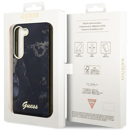 Etui Guess GUHCS23MHTMRSK S23+ S916 - czarne Golden Marble Collection