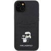 Etui Karl Lagerfeld Saffiano Cardslot Karl&Choupette Metal Pin do iPhone 15 - czarne