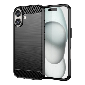 HURTEL ETUI SILIKONOWE CASE POKROWIEC DO IPHONE 16 PLUS CARBON CZARNE