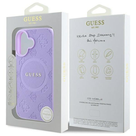 GUESS HARDCASE DO IPHONE 16 PLUS DO MAGSAFE SAFFIANO PEONY CLASSIC LOGO