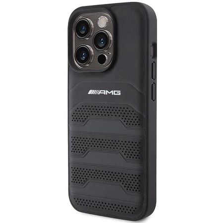 Etui AMG Leather Debossed Lines do iPhone 15 Pro - czarne