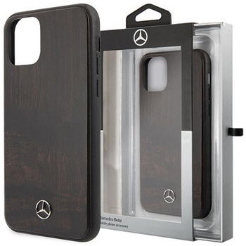 Etui Mercedes Wood Line Rosewood na iPhone 11 Pro Max - brązowe