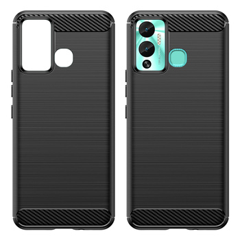 Carbon Case etui do Infinix Hot 12 Play NFC / Hot 12 Play elastyczny silikonowy karbonowy pokrowiec czarne