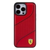Etui Ferrari Perforated Waves Metal Logo na iPhone 15 Pro - czerwone