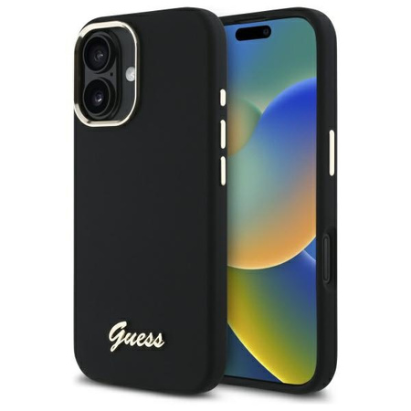 Guess GUHCP16MSMBSLK iPhone 16 Plus 6.7" czarny/black hardcase Silicone Script Metal Logo & Frame