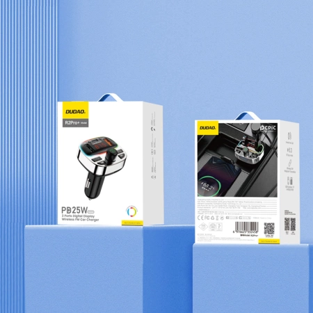 DUDAO TRANSMITER AUDIO R2PRO+ BLUETOOTH 5.3 DO SAMOCHODU Z ŁADOWANIEM PD25W