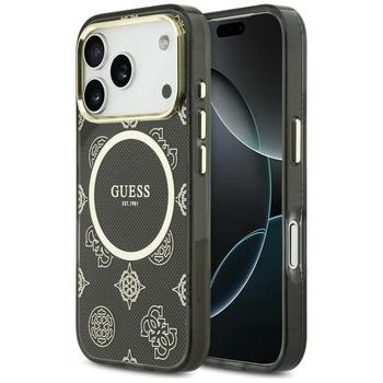 Etui Guess IML Peony Dot MagSafe do      iPhone 17 Pro czarny