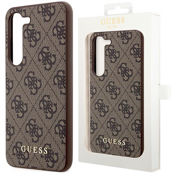 Etui Guess GUHCS23SG4GFBR S23 S911 - brązowe 4G Metal Gold Logo