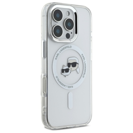 Karl Lagerfeld KLHMP16LHLSKCH iPhone Pro 6.3" biały/white hardcase IML Metal Karl&Choupette Head MagSafe
