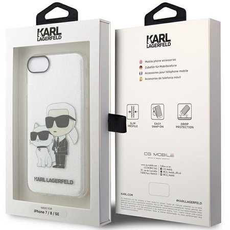 Etui Karl Lagerfeld KLHCI8HNKCTGT na iPhone 7/8/ SE 2020 / SE 2022 - przezroczyste hardcase Gliter Karl&Choupette