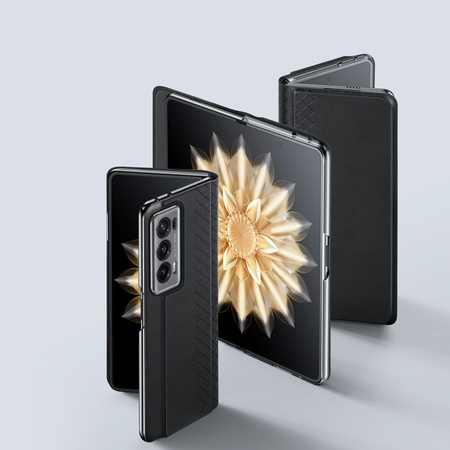 Etui skórzane Dux Ducis Bril z podstawką i portfelem do Honor Magic VS - czarne