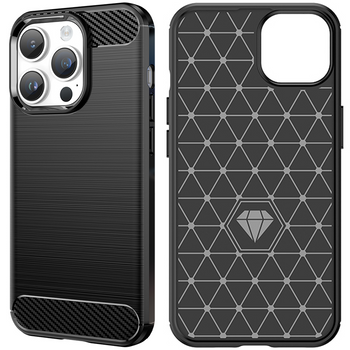 Carbon Case etui iPhone 14 Pro Max elastyczny żelowy pokrowiec na tył plecki czarny