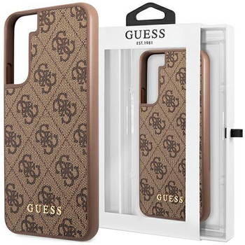 Guess GUHCS22SG4GFBR S22 S901 brązowy/brown hard case 4G Metal Gold Logo