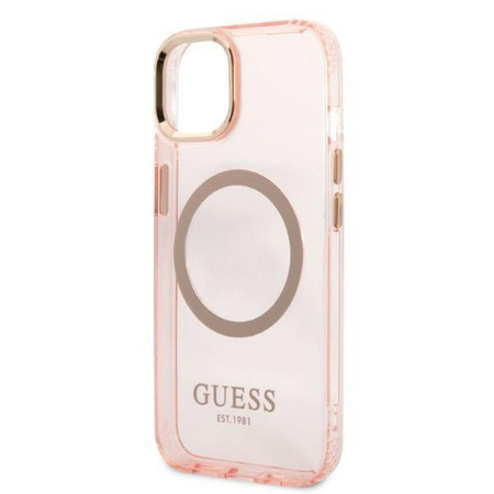 Guess GUHMP13MHTCMP iPhone 13 6,1" różowy/pink hard case Gold Outline Translucent MagSafe