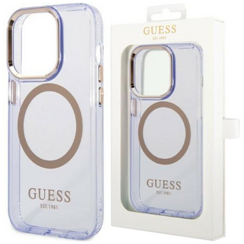 Guess GUHMP14SHTCMU iPhone 14 6,1" purpurowy/purple hard case Gold Outline Translucent MagSafe