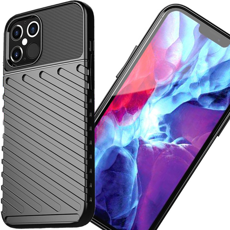 Thunder Case elastyczne pancerne etui pokrowiec iPhone 12 Pro Max czarny