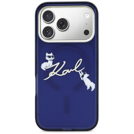 Etui Karl Lagerfeld IML Choupettes Karl Script Logo MagSafe do iPhone 17 Pro niebieski