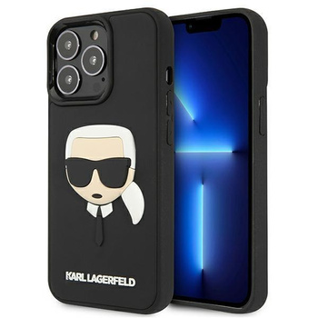 Etui Karl Lagerfeld KLHCP13LKH3DBK na iPhone 13 Pro / 13 - czarne 3D Rubber Karl's Head