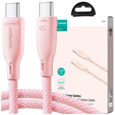 Kabel Joyroom Multi-Color Series SA34-CC3 USB-C / USB-C 60W szybki transfer 1m - różowy