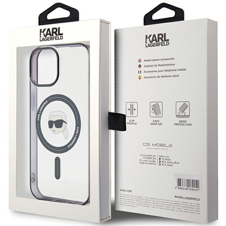 KARL LAGERFELD ETUI TRANSPARENTNE DO IPHONE 15 PLUS 6.7 KARL'S HEAD
