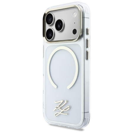 Etui Karl Lagerfeld IML KL Script Logo MagSafe do iPhone 17 Pro Max przezroczysty