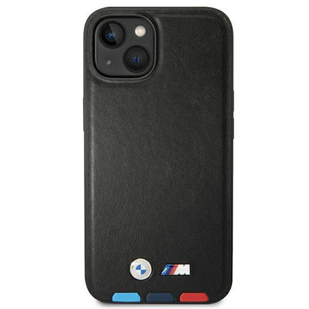 Etui BMW BMHMP14S22PTDK iPhone 14 6,1" czarny/black Leather Stamp Tricolor Magsafe